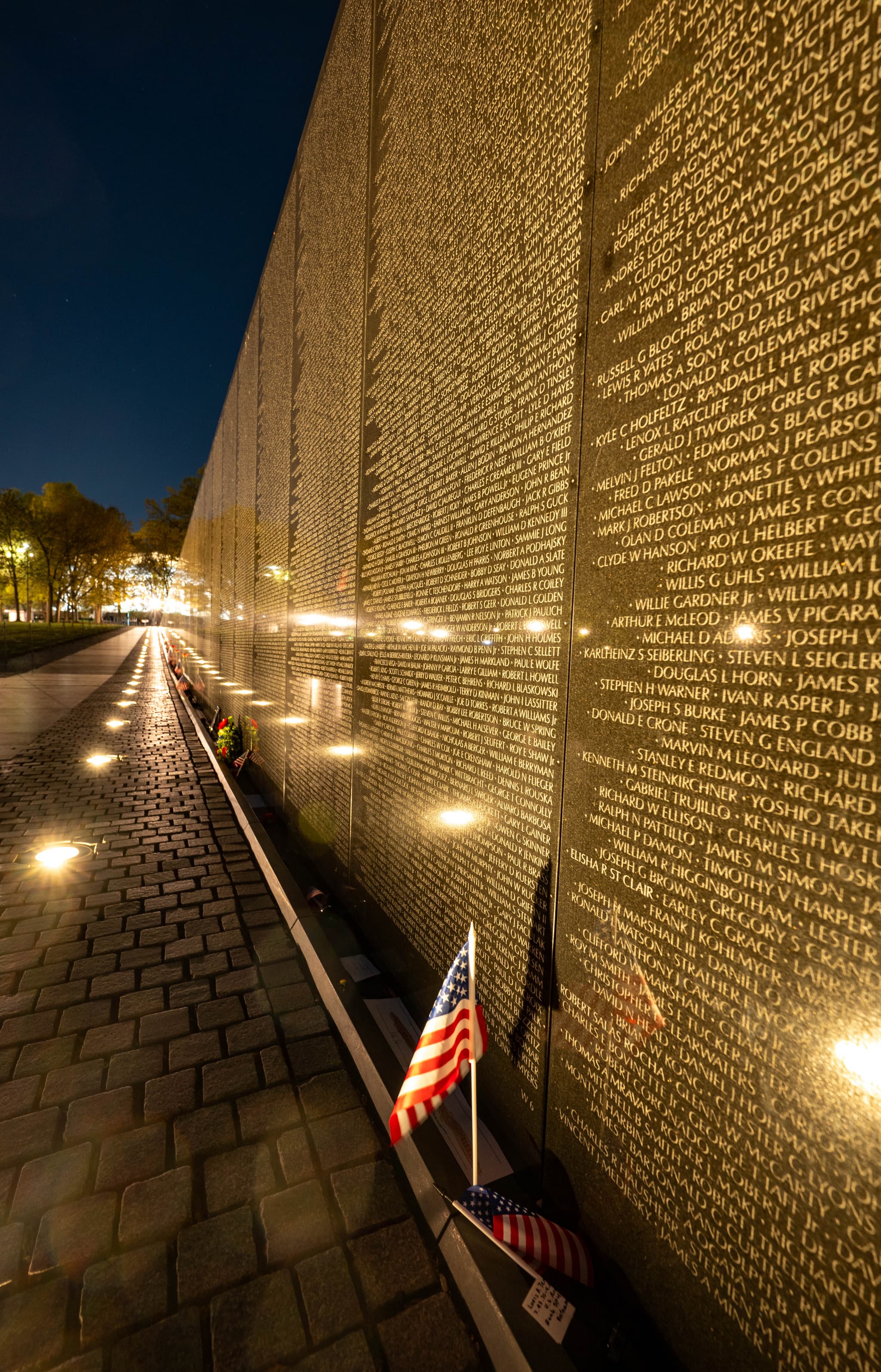 memorial wall names and flag
