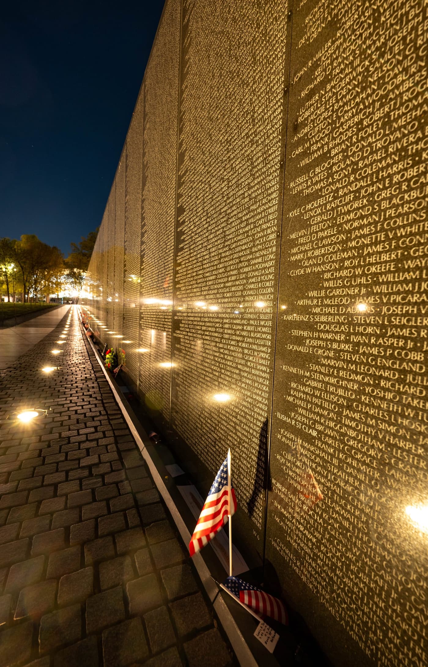 Vietnam Veterans Memorial at night